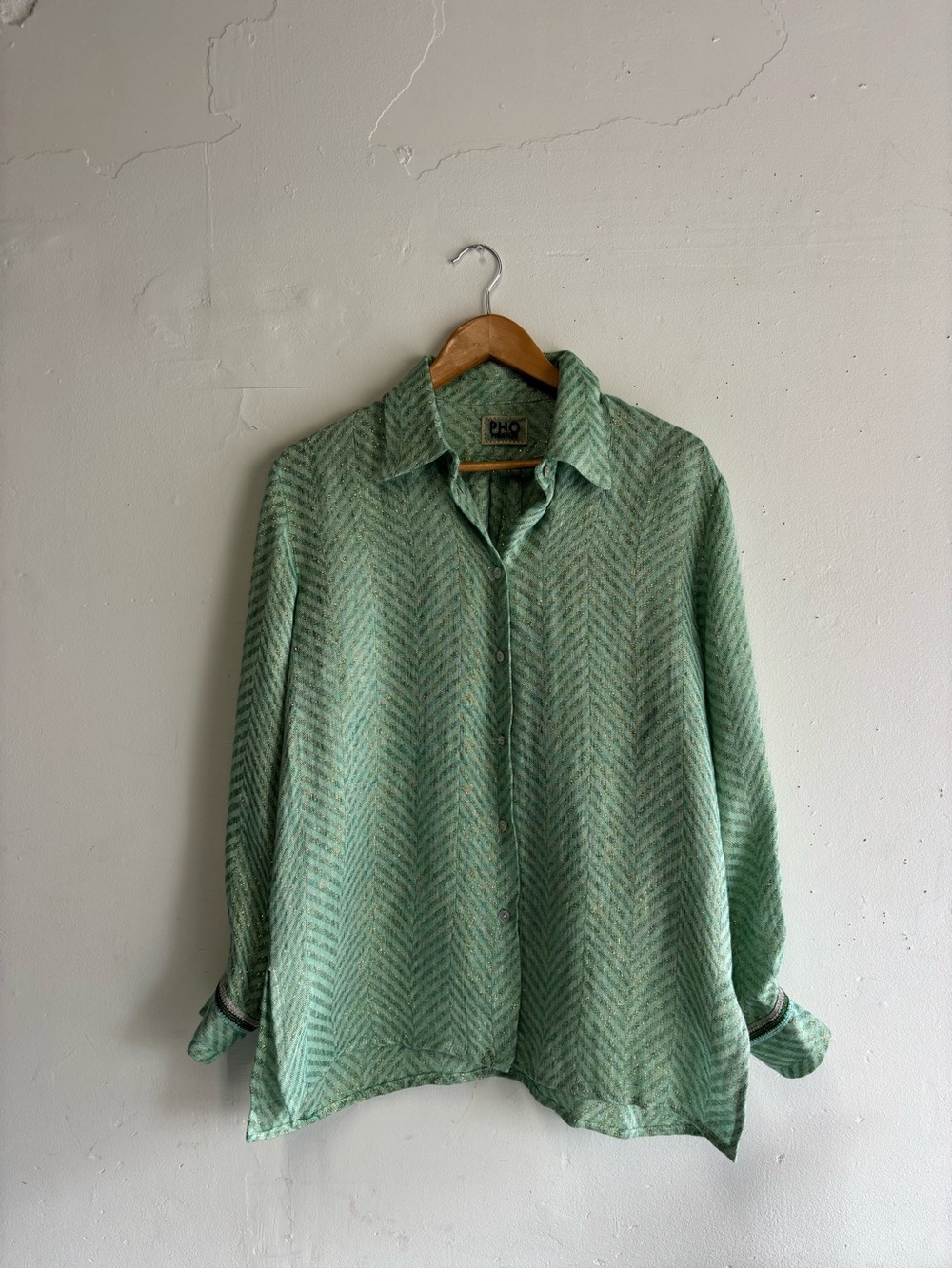 PHO FIRENZE women's aurora blouse in green weave